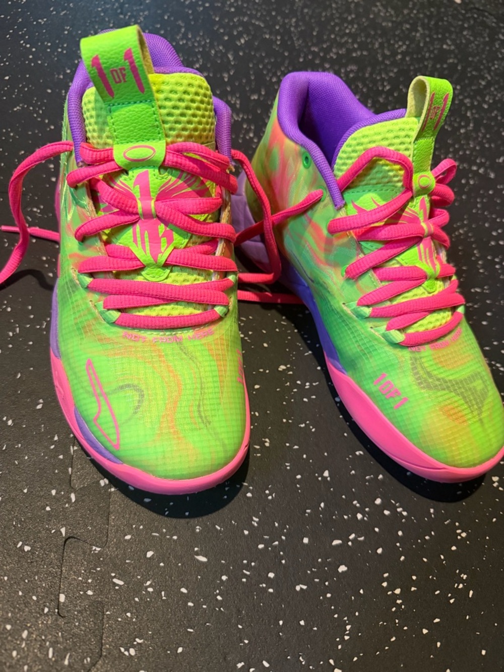 Puma Kids Neon Green Pink Purple Sneakers